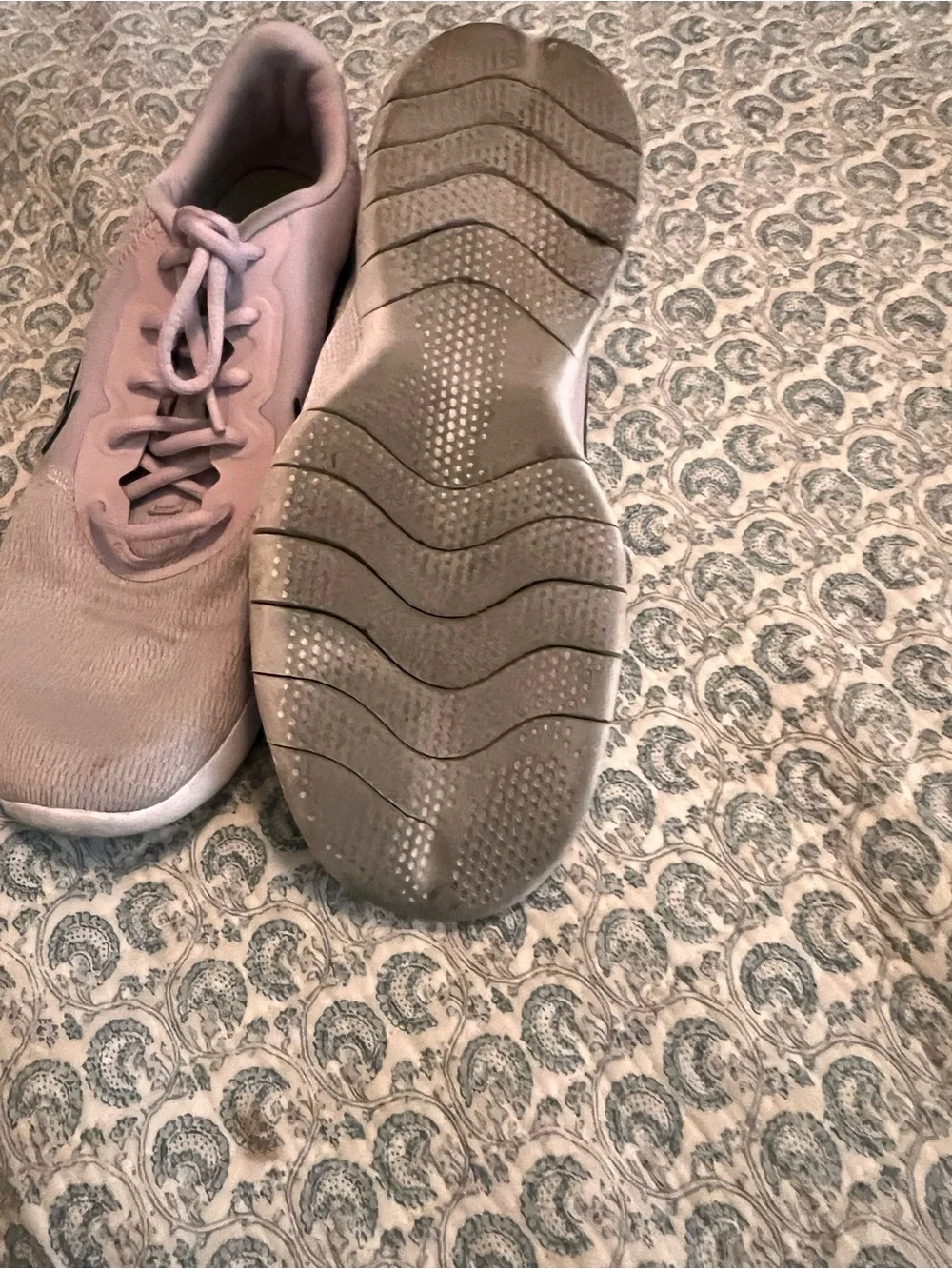 Nike Women's Light Pink Athletic Sneakers with Black Swoosh
